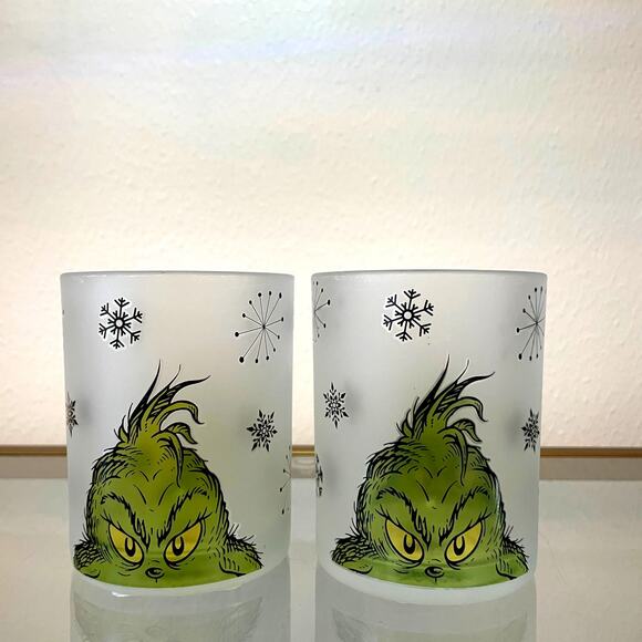 Dr. Seuss GRINCH Drinking Glasses 12oz Frosted Set of 4 Christmas Holiday New - Picture 13 of 15